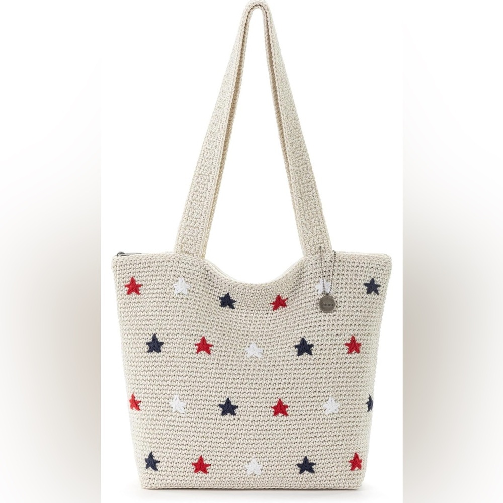 The Sak Stars and Stripes Classic Casual Tote NWT Natural Off-White